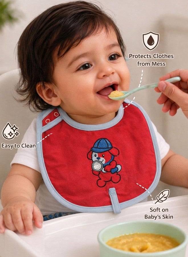 Adhigams Waterproof Feeding Bib, Soft Cotton Feel, Drool Protection, Food Catcher, Adjustable Reusable Accessory for Babies, Multicolor, Pack of 2, 0-12 Months - Image 3