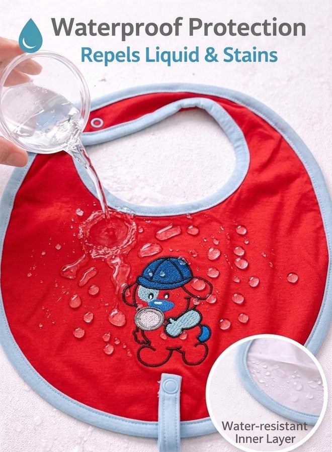 Adhigams Waterproof Feeding Bib, Soft Cotton Feel, Drool Protection, Food Catcher, Adjustable Reusable Accessory for Babies, Multicolor, Pack of 2, 0-12 Months - Image 5