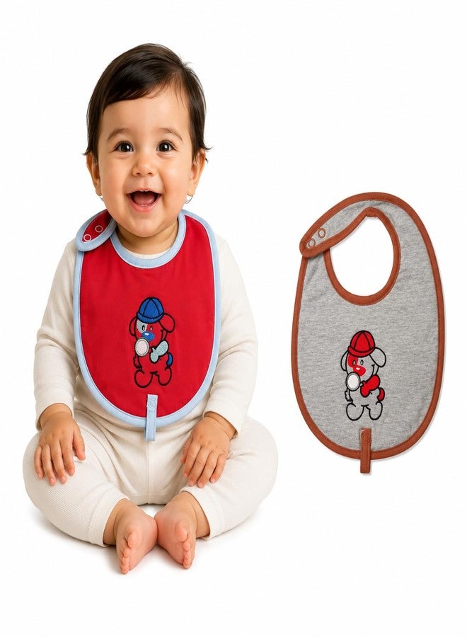 Adhigams Waterproof Feeding Bib, Soft Cotton Feel, Drool Protection, Food Catcher, Adjustable Reusable Accessory for Babies, Multicolor, Pack of 2, 0-12 Months - Image 1