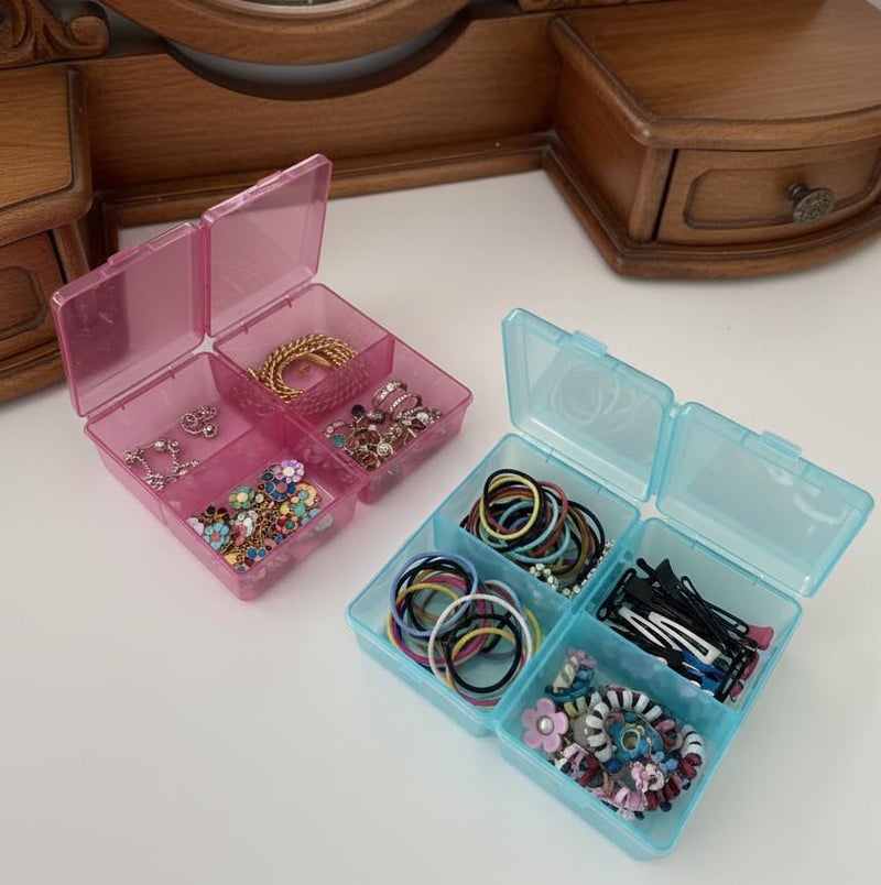 c s m C.S.M CSM Plastic Compartment Storage Box with Individual Lids, Four Compartments, Rectangular, Multicolor, Pack of Two - Image 3