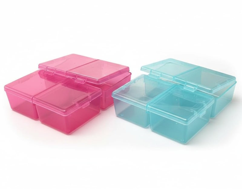 c s m C.S.M CSM Plastic Compartment Storage Box with Individual Lids, Four Compartments, Rectangular, Multicolor, Pack of Two - Image 1