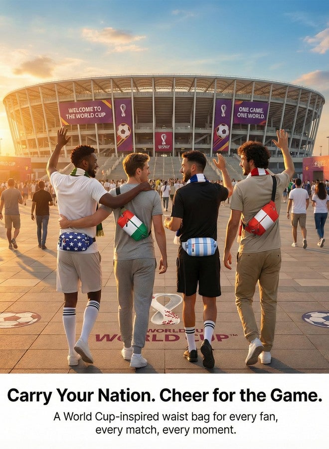 WINPRIM Fanny Pack for 2026 Soccer Fans, Lightweight 2L Water-Resistant Nylon Belt Bag for Men & Women, Small Crossbody Waist Pack for Stadium, Travel, Running and Match Day Argentina - Image 2