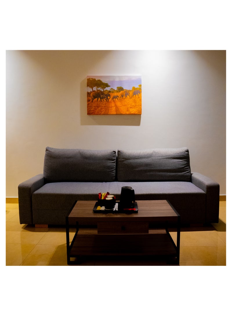 Elephants crossing the Savannah Canvas Wall Frame - Image 3