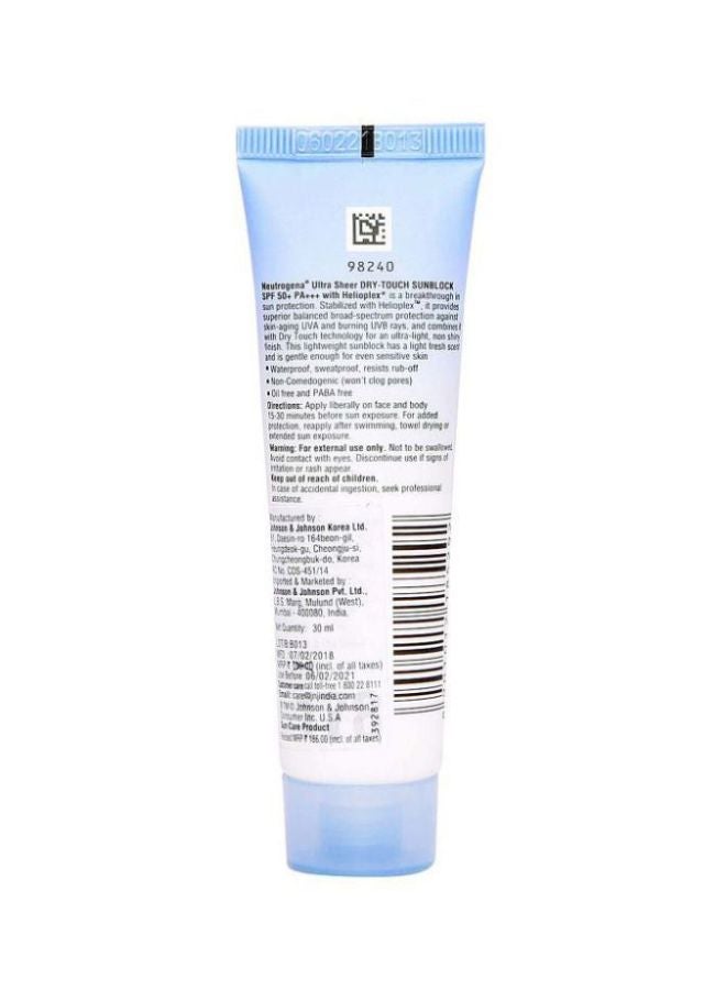 Neutrogena Ultra Sheer Dry-Touch Sunblock SPF 50+ 30ml - Image 2