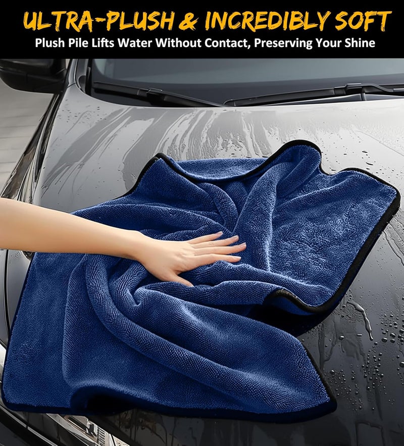 YeewayVeh Long-Reach Pro Car Drying Towels, 48"x32" Extra Large Super Absorbent Towels, 1200 GSM Twisted Loop, Streak-Free Single-Sided Microfiber for Car Detailing, SUV, Truck (Dark Blue) - Image 5
