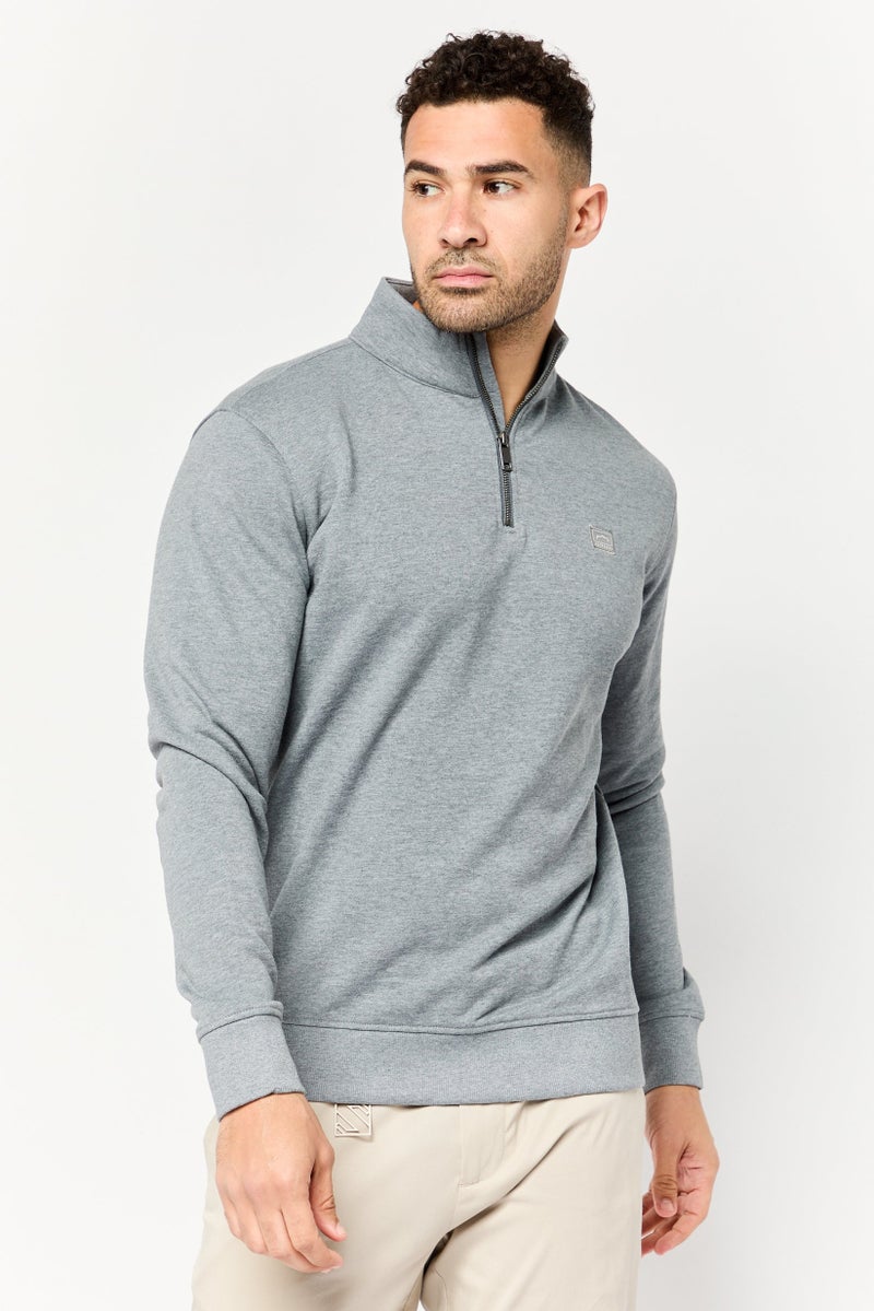 833 POLICE Men High Neck Long Sleeves Brand Logo Sweatshirt, Grey - Image 1