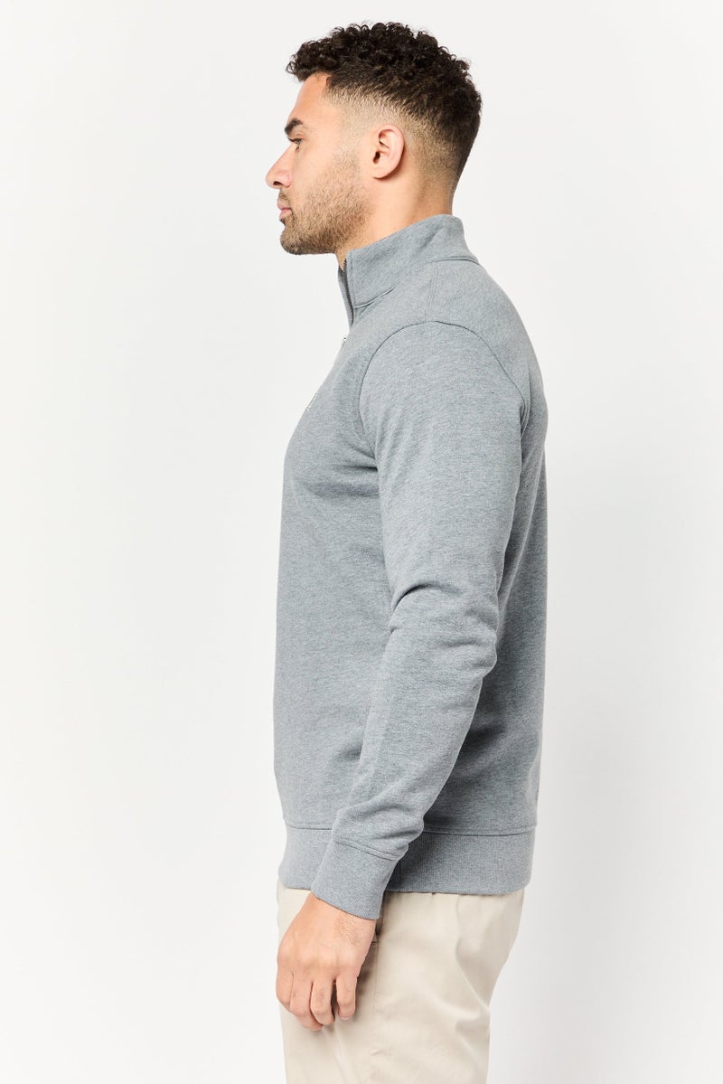 833 POLICE Men High Neck Long Sleeves Brand Logo Sweatshirt, Grey - Image 4