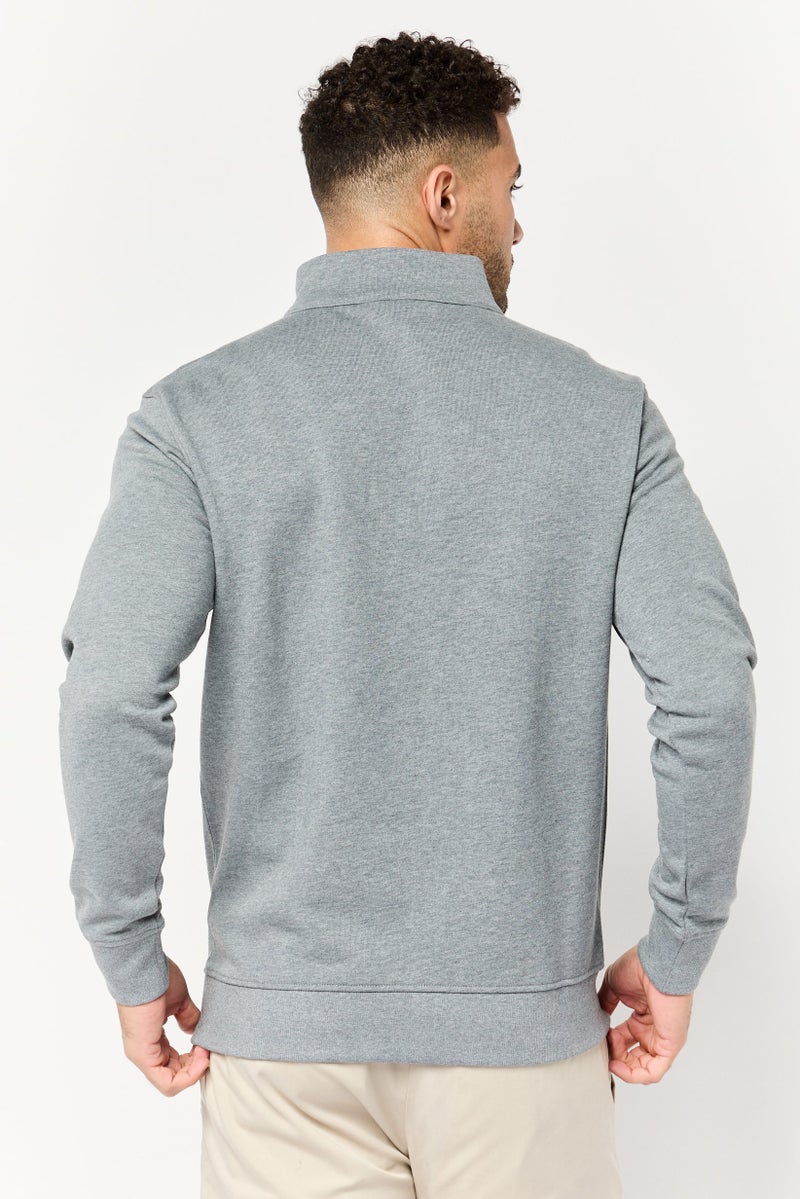 833 POLICE Men High Neck Long Sleeves Brand Logo Sweatshirt, Grey - Image 3