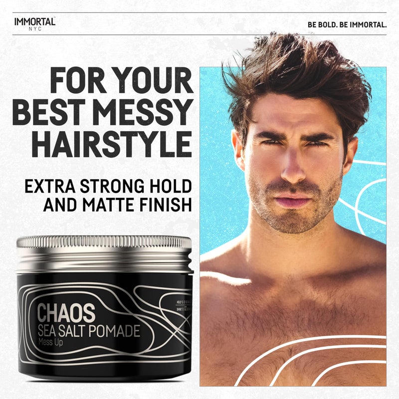 Immortal NYC Exclusive 'SEA SALT' Pomade - Matte Natural Dry look - Firm Strong Hold - Extra Volume & more Texture-No Shine - 100 Ml/3.4 Oz (Travel size) - Image 2