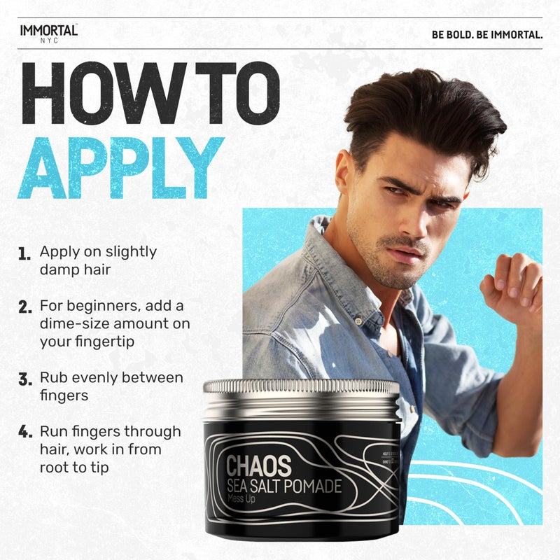 Immortal NYC Exclusive 'SEA SALT' Pomade - Matte Natural Dry look - Firm Strong Hold - Extra Volume & more Texture-No Shine - 100 Ml/3.4 Oz (Travel size) - Image 5