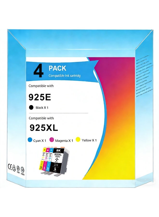 925e 925xl for Compatible Ink Cartridge Replacement for HP 925 925e, for HP Officejet Pro8120 Series 8130 Series OfficeJet Pro 8120e 8122e 8124e 8125e （4-Pack） - Image 1