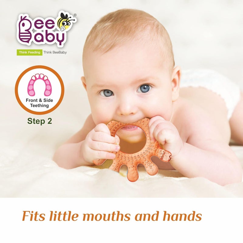 Beebaby Teethers for 6 to 12 Months BPA Free. Cooling Water Filled Baby Teether, Soft Teething Toy for Babies with Carry Case, Soothes Gums and Easy to Grip. 100% BPA, PVC Free. (Finger - Blue_Orange, Pack of 2) - Image 5