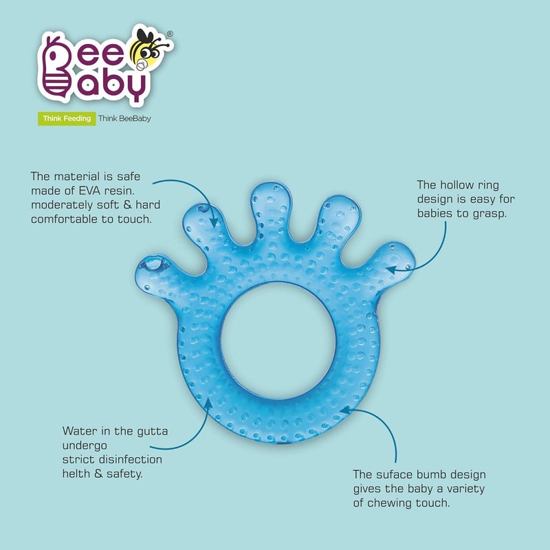 Beebaby Teethers for 6 to 12 Months BPA Free. Cooling Water Filled Baby Teether, Soft Teething Toy for Babies with Carry Case, Soothes Gums and Easy to Grip. 100% BPA, PVC Free. (Finger - Blue_Orange, Pack of 2) - Image 3