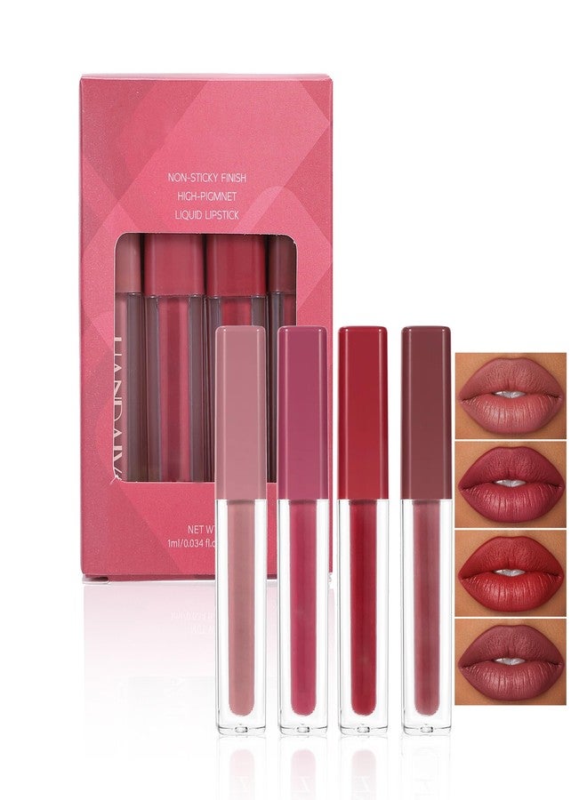 BEUKING Matte Lip Gloss Set, Non-sticky Liquid Lipstick 4Pcs Set, Waterproof Galze Lipstick, Matte Smooth Pearlescent Lip Gloss for Halloween Party Makeup (Set B, #04+#05+#08+#09) - Image 1