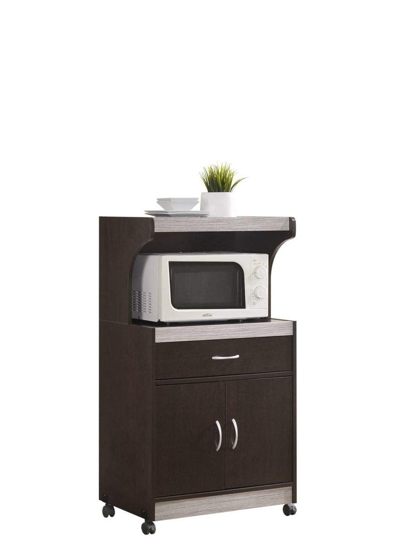 Hodedah Hodedah Microwave Kitchen Cart ChocolateGrey 