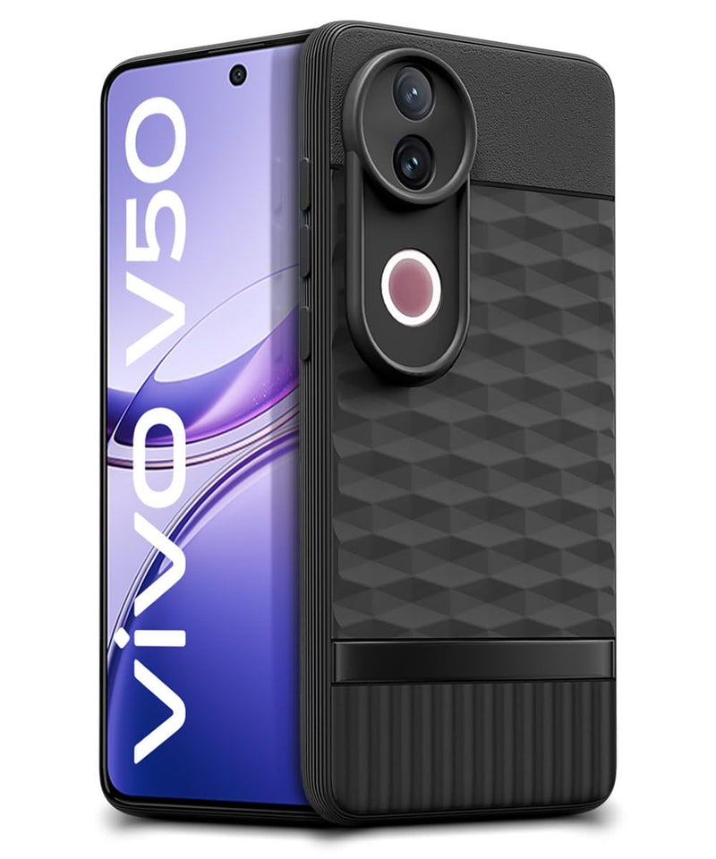 WOW IMAGINE Back Cover for iQOO Z10R 5G | Vivo V50 5G | V50e 5G | V50 5G Elite Edition | Vivo T4R 5G with Hexa Cube Design | Ultra Slim Soft Case | Inner Velvet Fabric | Flexible Mobile Case - Black - Image 2