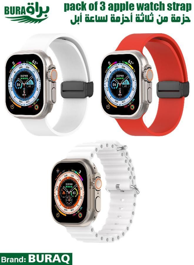 BURAQ Apple Watch Band Strap For Apple Watch Ultra 2/Ultra 49mm, Series 10 46mm, 9/8/7 45mm, SE2/SE/6/5/4 44mm, 3/2/1 42mm