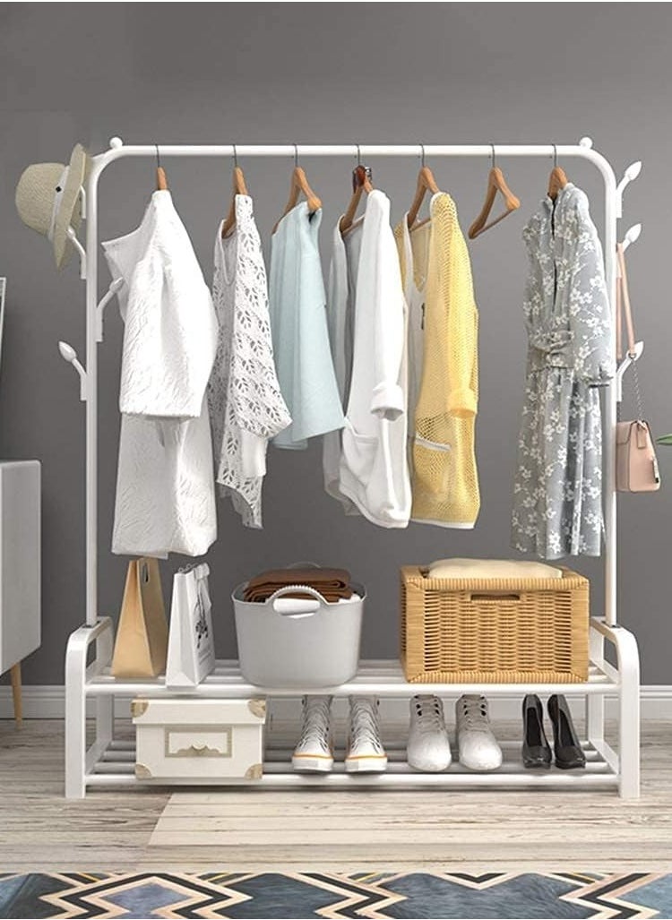 Clothes Organizer And Coated Metal Rack White 110x36x150 cm 