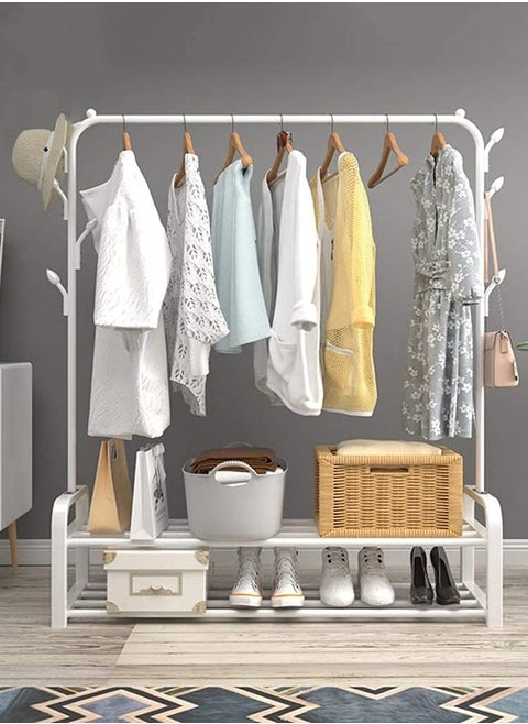 Clothes Organizer And Coated Metal Rack White 110x36x150 cm