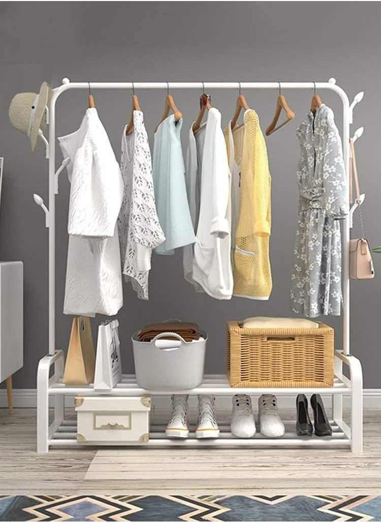 ALMUFARREJ Clothes Organizer And Coated Metal Rack White 110x36x150 cm  - Image 1