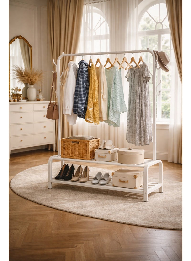 ALMUFARREJ Elegant Multi-Functional Garment Rack with Bottom Shelf for Shoe Storage and Organization – The Ideal Solution for Modern and Tidy Bedrooms - Image 1