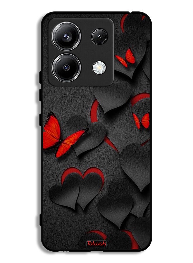 Tolwak غطاء حماية لهاتف شاومي ريدمي نوت 13 برو 5G بنقشة قلوب وفراشات - Image 1