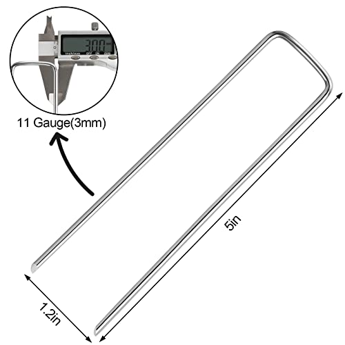 Oligei 24 Pack Garden Stakes, U-Shaped Tent Stakes, Galvanized Landscape Staples, Ground Stakes, for Landscaping Securing Weed Barrier Fabric, Irrigation Tubing, Holding Fence, Tarpaulin - Image 2