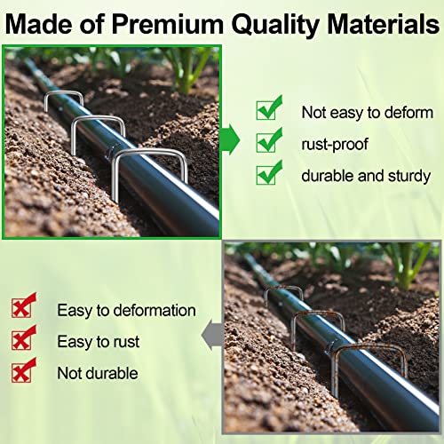 Oligei 24 Pack Garden Stakes, U-Shaped Tent Stakes, Galvanized Landscape Staples, Ground Stakes, for Landscaping Securing Weed Barrier Fabric, Irrigation Tubing, Holding Fence, Tarpaulin - Image 5