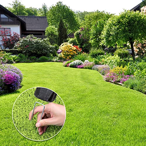 Oligei 24 Pack Garden Stakes, U-Shaped Tent Stakes, Galvanized Landscape Staples, Ground Stakes, for Landscaping Securing Weed Barrier Fabric, Irrigation Tubing, Holding Fence, Tarpaulin - Image 4