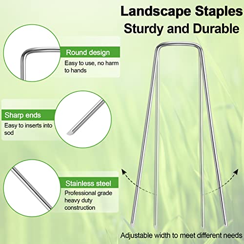 Oligei 24 Pack Garden Stakes, U-Shaped Tent Stakes, Galvanized Landscape Staples, Ground Stakes, for Landscaping Securing Weed Barrier Fabric, Irrigation Tubing, Holding Fence, Tarpaulin - Image 3