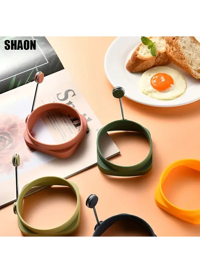 Deep Blue Silicone Non Stick Frying Pan Ring Handle Mold Reusable Heat Resistant Egg Cook Pancake Breakfast Ring - Image 2