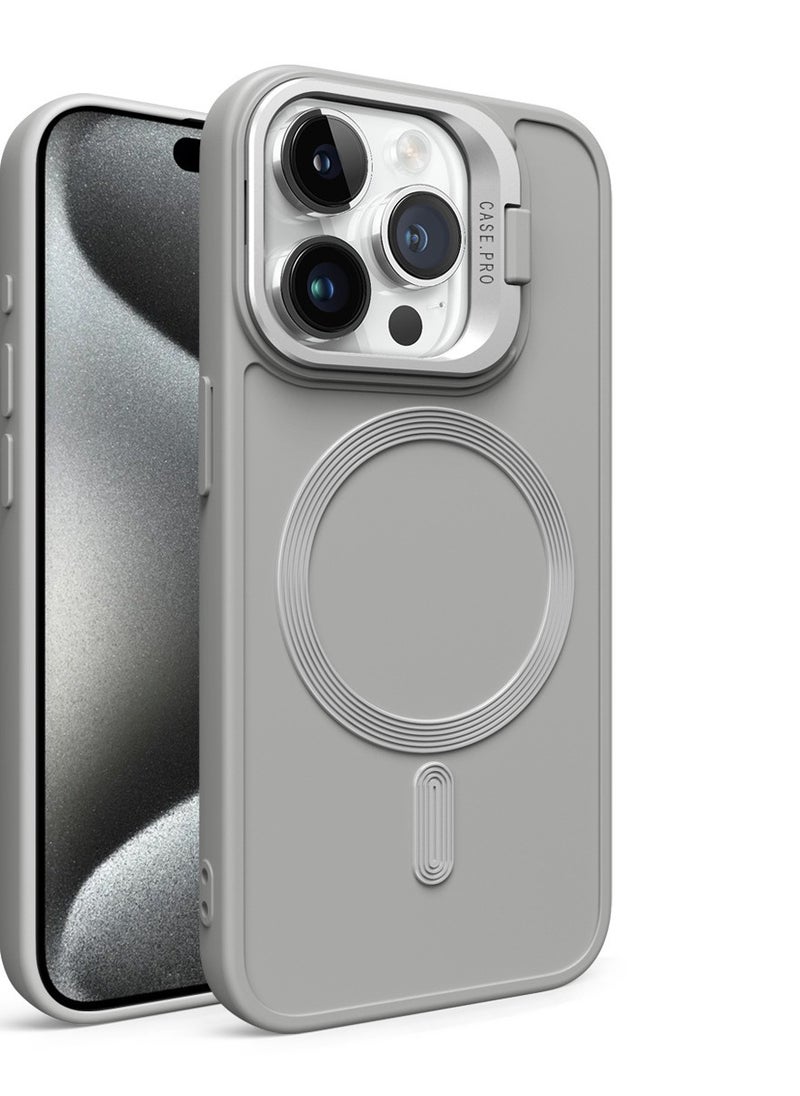 Generic - Magnetic Case for iPhone 16 Pro Max with Kickstand, Compatible with Magsafe, Built-in Camera Stash Stand,  Protection, Skin Feeling Phone Case for iPhone 16 Pro Max Grey - Image 1