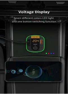 ريتشي جهاز إرسال FM لاسلكي للسيارة + شاحن سيارة 48 وات أسود- RQ01  - Image 4