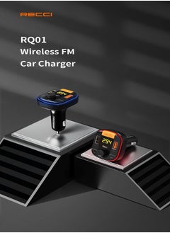 ريتشي جهاز إرسال FM لاسلكي للسيارة + شاحن سيارة 48 وات أسود- RQ01  - Image 3
