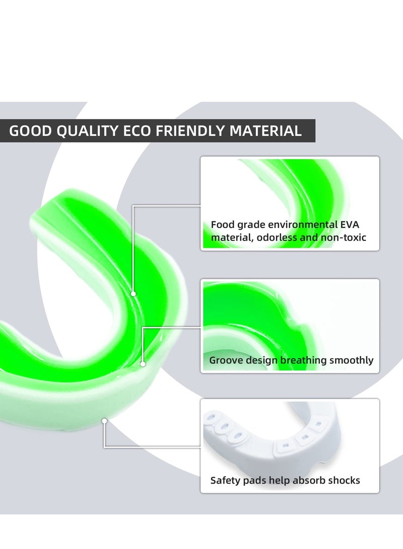 ميكسد 5 عبوات من واقي الفم للأطفال والشباب للرياضة، واقي الفم الرياضي للأطفال والمراهقين مع حقيبة لكرة القدم لاكروس كرة السلة التايكوندو الملاكمة فنون القتال المختلطة الرجبي الكاراتيه المصارعة - Image 3
