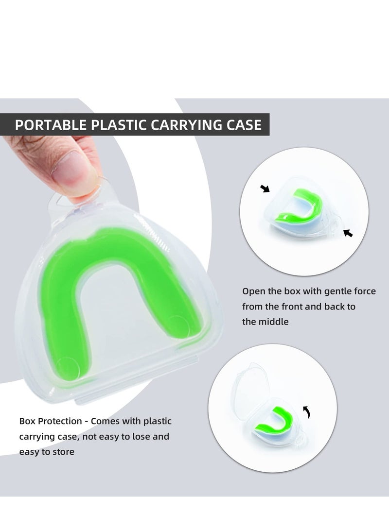 ميكسد 5 عبوات من واقي الفم للأطفال والشباب للرياضة، واقي الفم الرياضي للأطفال والمراهقين مع حقيبة لكرة القدم لاكروس كرة السلة التايكوندو الملاكمة فنون القتال المختلطة الرجبي الكاراتيه المصارعة - Image 4