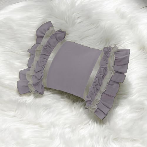 COOZLY Muslin Decorative Cushion with Frills and Cushion Insert | Muslin Fabric | Frill Cushions (Musk Lavender) - Image 2