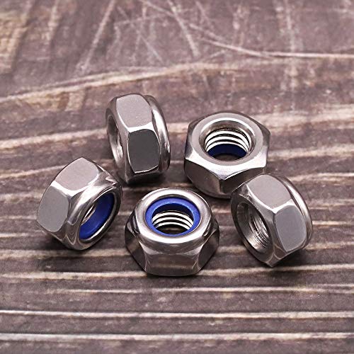 EASTLO M6-1.0 (50 pcs) Nylon Insert Hex Lock Nuts 304 Stainless Steel 18-8 Locknut, Bright Finish, DIN985 - Image 4