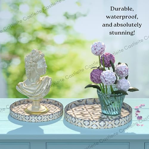 Castleite Ember Decorative Round Wooden Tray Set of 2 Handcrafted Trays for Serving, Use in Kitchen, Dining Table, Decor or Storage - Epoxy Resin Coated - Large, Small (Glacione) - Image 4
