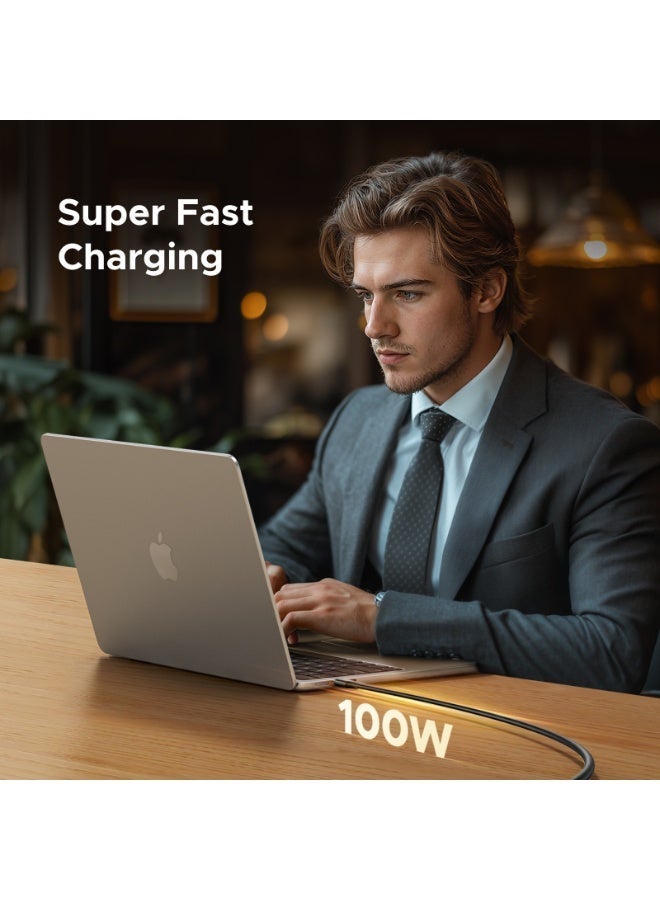 يو جرين كابل شحن تايب سي بقوة 100 وات بطول 2 متر، كابل شحن سريع من البولي فينيل كلوريد PD، كابل USB C لأجهزة سلسلة ايفون 16 و 15 وماك بوك اير برو وآيباد برو إير ميني وسامسونج جالكسي S25 S24 ألترا وشاومي هونور ولابتوب هواوي 2M 2Pack - Image 2