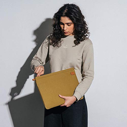 DailyObjects Solid Olive Green Skipper Sleeve for MacBook 13 Inch | Stylish Durable Poly Cotton Canvas Material for Laptops & iPads | Zip Closure & Soft Cotton Inner Lining with Printed Slip Pockets - Image 2
