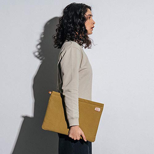 DailyObjects Solid Olive Green Skipper Sleeve for MacBook 13 Inch | Stylish Durable Poly Cotton Canvas Material for Laptops & iPads | Zip Closure & Soft Cotton Inner Lining with Printed Slip Pockets - Image 4