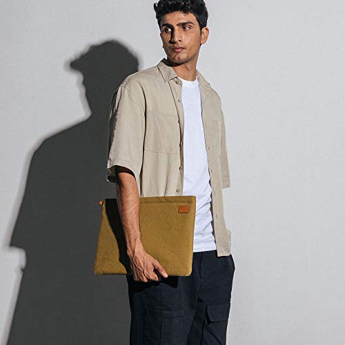 DailyObjects Solid Olive Green Skipper Sleeve for MacBook 13 Inch | Stylish Durable Poly Cotton Canvas Material for Laptops & iPads | Zip Closure & Soft Cotton Inner Lining with Printed Slip Pockets - Image 3