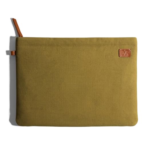 DailyObjects Solid Olive Green Skipper Sleeve for MacBook 13 Inch | Stylish Durable Poly Cotton Canvas Material for Laptops & iPads | Zip Closure & Soft Cotton Inner Lining with Printed Slip Pockets - Image 1