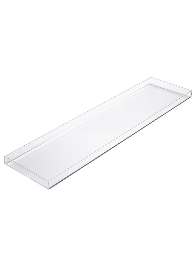 إي وورلد صينية بانيو شفافة أنيقة، منظم حمام بطول يناسب جميع أحواض الاستحمام، لتنظيم الصابون والمناشف والشموع والنباتات والمزيد. الأبعاد: 32.2 × 7.8 × 1.18 بوصة - Image 3