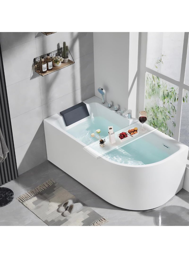 إي وورلد صينية بانيو شفافة أنيقة، منظم حمام بطول يناسب جميع أحواض الاستحمام، لتنظيم الصابون والمناشف والشموع والنباتات والمزيد. الأبعاد: 32.2 × 7.8 × 1.18 بوصة - Image 5