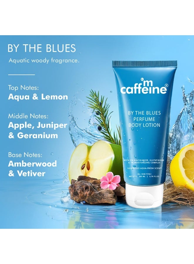 إم كافيين لوشن الجسم المعطر من إم كافيين برائحة ذا بلوز 200 مل | يحتوي على 5% نياسيناميد وجلوتاثيون لتفتيح البشرة وإزالة التصبغات | عطر مائي خشبي | ترطيب يدوم 72 ساعة | لوشن كريمي للاستخدام اليومي في الشتاء للرجال والنساء - Image 4