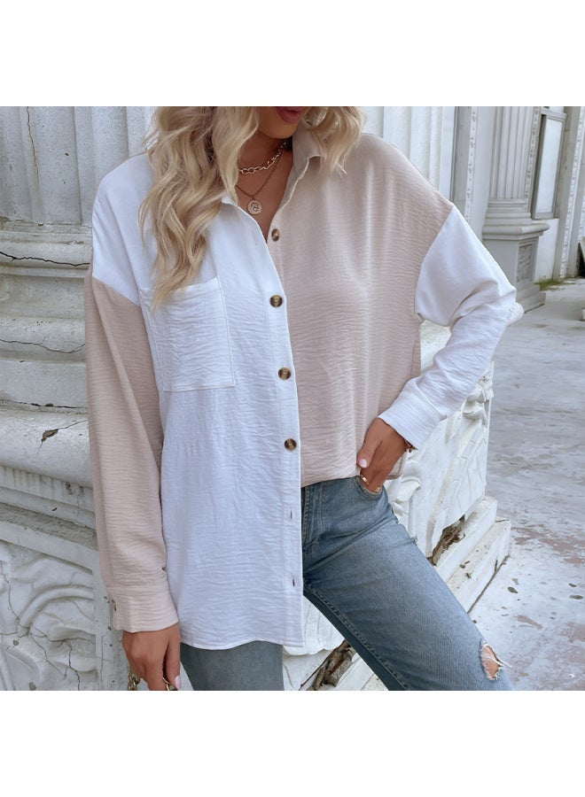Color-Block Long Sleeve Shirt – Casual Style, Design Forward - Image 2