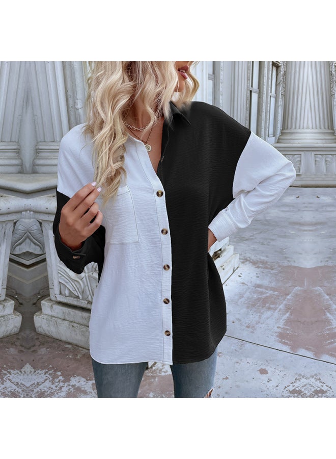 Color-Block Long Sleeve Shirt – Casual Style, Design Forward - Image 1