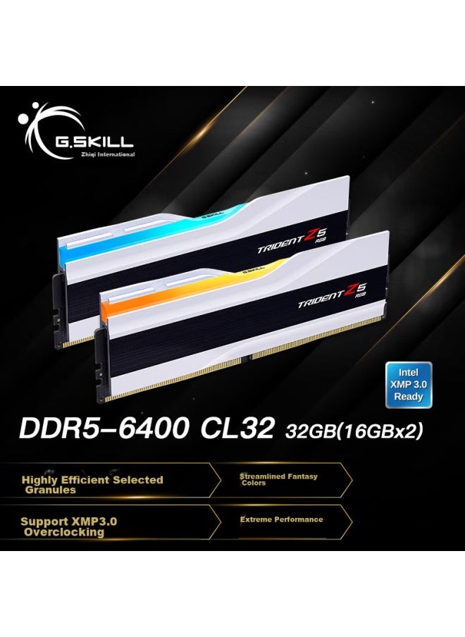 G.Skill G.skill 32gb (16gx2) Ddr5 6400 Desktop Memory Module - Trident Z Rgb Light Bar (snow White)/intel Xmp/c32  - Image 1